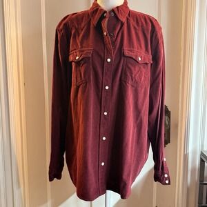 Universal Threads Burgundy Western Style Shirt w White Pearl Snaps Size XXL